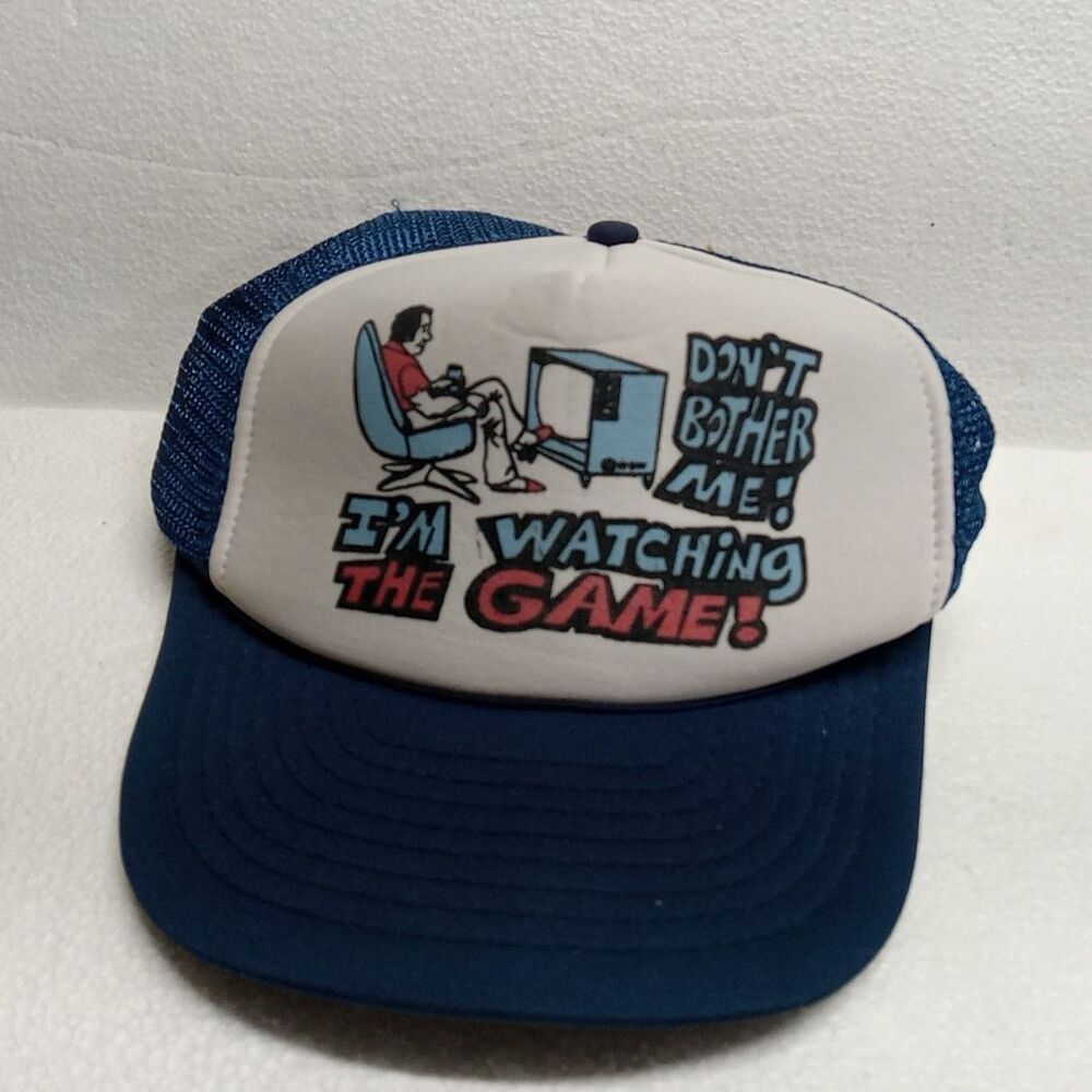 VINTAGE DON'T BOTHER ME! I'M WATCHING THE GAME! TRUCKER MESH CAP HAT STRAPBACK